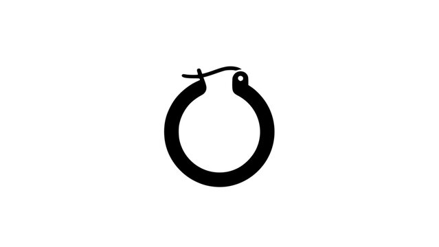 Hoop earring icon in minimal black silhouette style