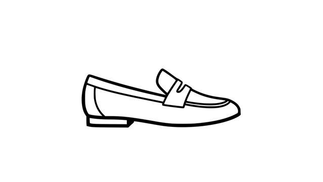 Classic loafer shoe icon in black outline style