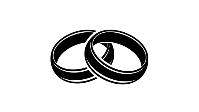 Wedding rings icon in black minimal silhouette style