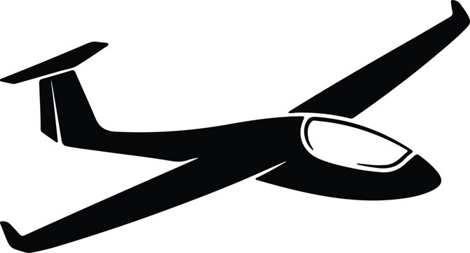 Silhouette soaring glider aircraft in flight dynamic motion vector design