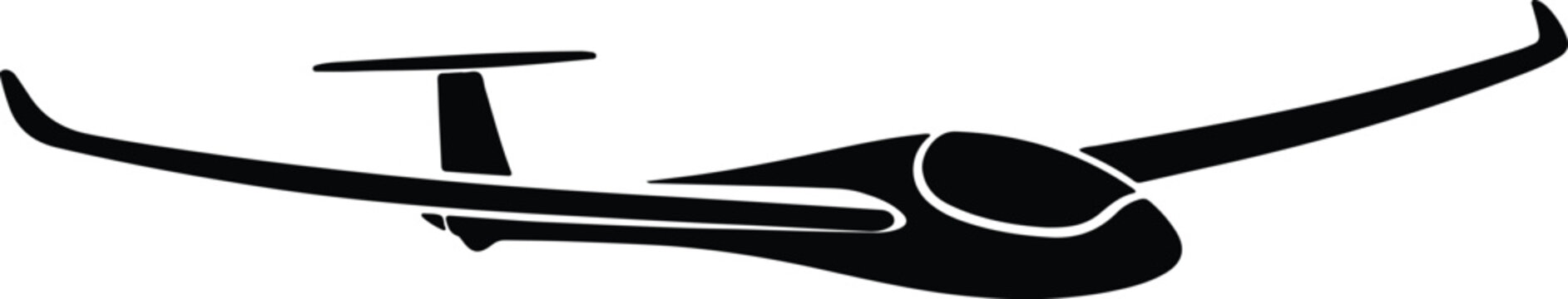 Silhouette soaring glider airplane isolated on white background vector design