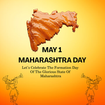 Maharashtra Day Celebration with Festive Warm Orange Gradient Lighting 3D Rendered Map Illustration for Indian State Formation Event Promotion
