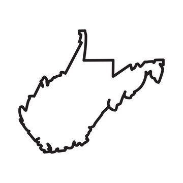 Simple black outline depicting the state shape of west virginia