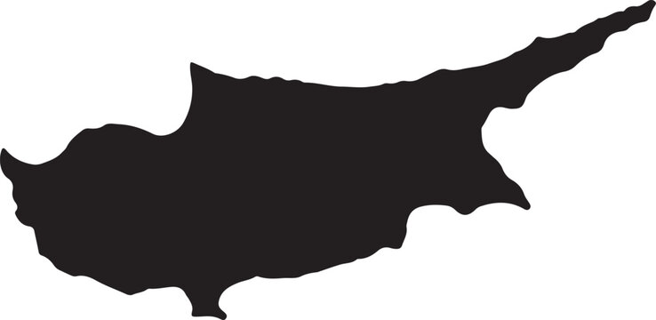 Cyprus Map Silhouette &ndash; Black Vector Country Outline Isolated on White