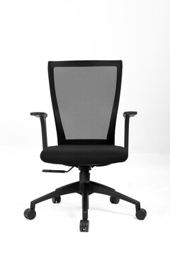 Black computer chair on white background