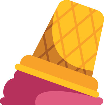 Colorful melting ice cream cone illustrated on a bright pink surface symbolizing summer treats