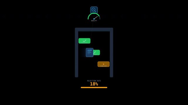 Progress bar door and floating colored boxes illustrating advancement and creativity, suitable for web design and technology concepts.