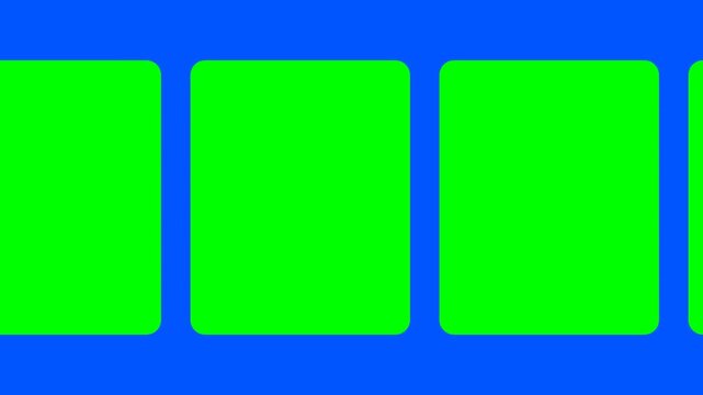 Vertical Cards Carousel Slider with Green Screen Placeholders. Mobile App UI/UX Interface Mockup Animation