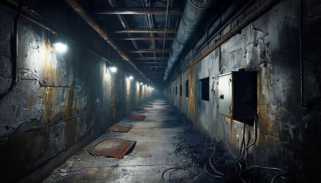 spaventoso corridoio abbandonato e in disuso sudicio e pericoloso, frightening abandoned corridor, dirty, neglected and dangerous