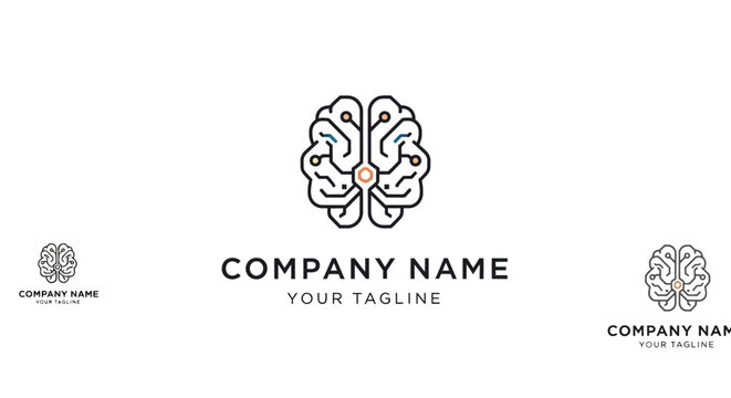 Brain logo template with company name.
