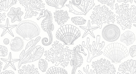 Seamless pattern of sea creatures and marine life © TDF CREATIVE