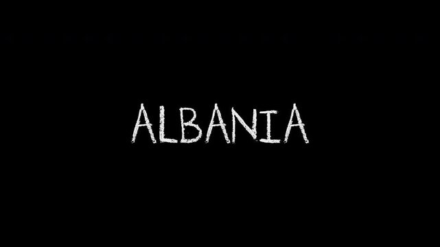 Animated handwriting typography revealing albania's name