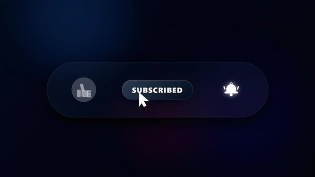 Subscribed button on black screen with cursor clicking