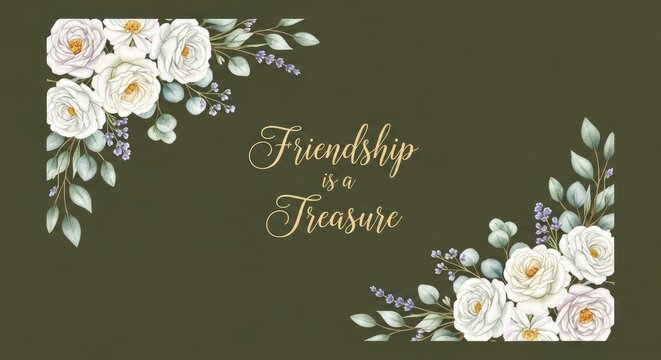 Happy friendship Day Elegant floral design celebrating the value of true friendship as a treasure