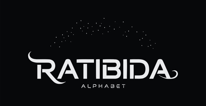 A logo for Ratibida Alphabet with a black background and white text