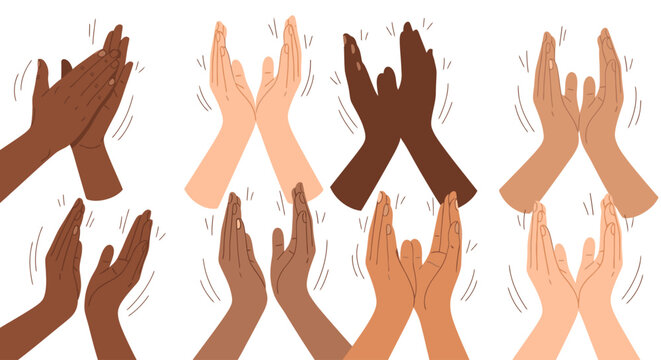 Diverse hands clapping in celebration or applause