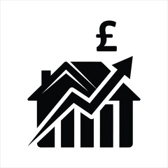 Obraz premium House with growing financial graph and pound symbol Vector Illustration Isolated on white background
