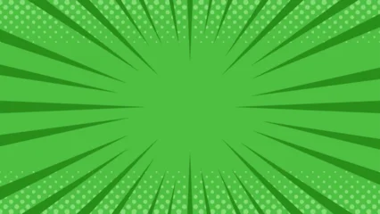 Fotobehang Pop Art グリーン放射背景 ドットポップバナー用インパクトデザイン素材　Green Burst Background Pop Dot Banner Impact Design   © ochikosan