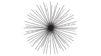 Fototapeta premium Black and white vector illustration of a starburst design with radial lines emanating from a central point on a plain white background