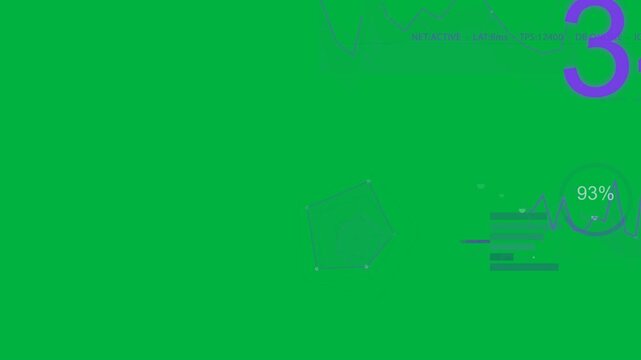 Shards popping top-right transparent purple HUD sliding pentagon charts tuning gauge showing Mbps