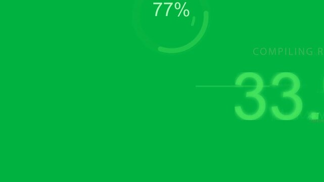 Tech compiling results as progress ring appearing rings updating charts sliding on transparent bg