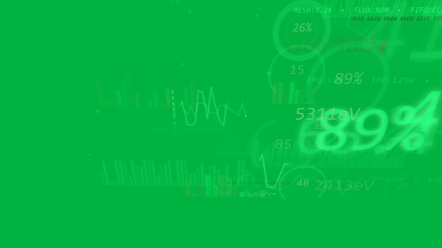 HUD unfolding from right guide on transparent background, revealing rings, charts, numbers for tech