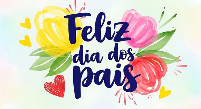 Fathers day wishes vibrant floral 'feliz dia dos pais' greeting card