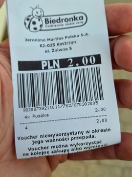 Talon z butelkomatu do wykorzystania za butelkę