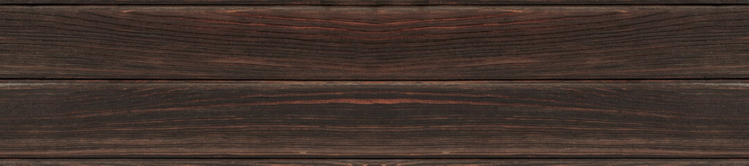 Obraz premium Dark brown wooden planks laid horizontally create a rustic textured background with visible grain and weathered boards, as a backdrop for design, packaging, web layouts, or interior mood imagery.