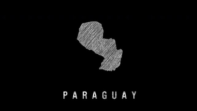 Paraguay country map revealing in a scribble animation