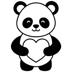 Obraz premium An adorable panda holding-a-heart symbolizing 
