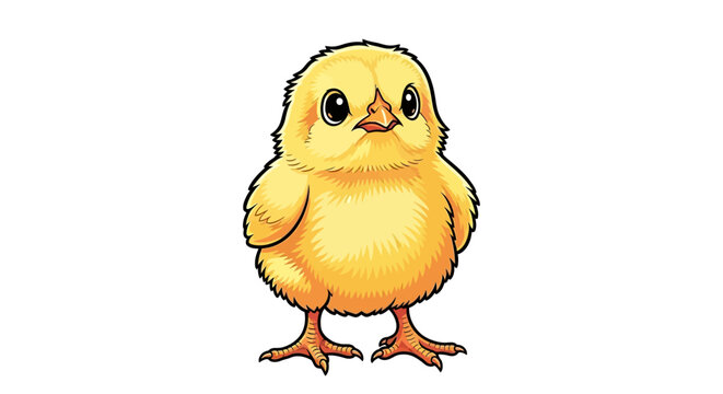 Cute Yellow Baby Chick Standing Alone.