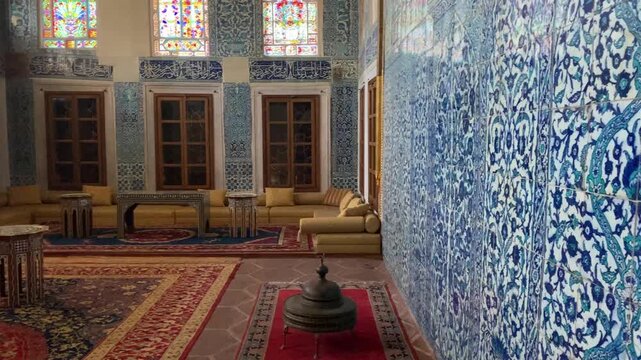 A view from the Hunkar Mansion of the Yeni Mosque Complex in Istanbul, Turkey