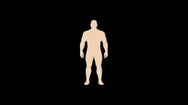 Muscular male avatar materializing from pixels animation