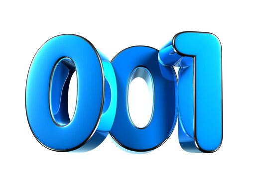 Blue number 001 3d illustration sign. Advertising signs. Product design. Product sales