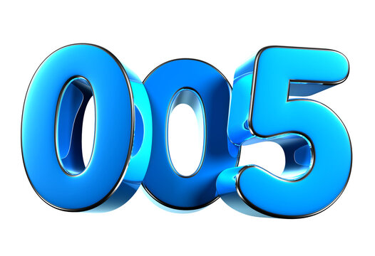 Blue number 005 3d illustration sign. Advertising signs. Product design. Product sales