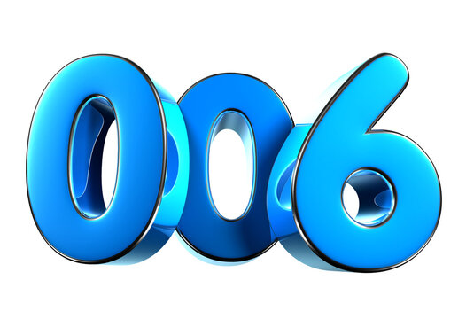Blue number 006 3d illustration sign. Advertising signs. Product design. Product sales