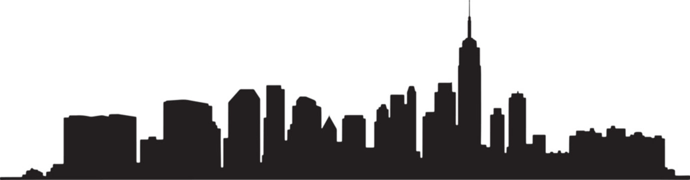 Silhouette of the iconic new york city skyline featuring the majestic empire state building.