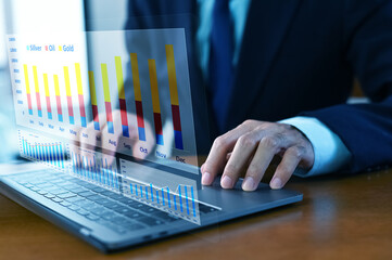 Financial strategy concept showing diversification into cash oil and gold to manage risk and...