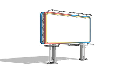 Obraz premium A blank white billboard mockup in a vector illustration, featuring an empty frame design against a clean white background, presented with a minimalist style and a focus on commercial
