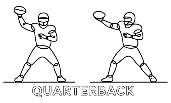 Two American football quarterbacks throwing the ball in minimalistic style
