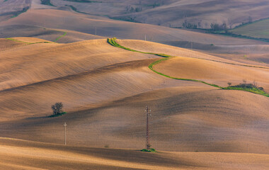 Obraz premium Rolling hills creating abstract lines in Tuscany, Italy.
