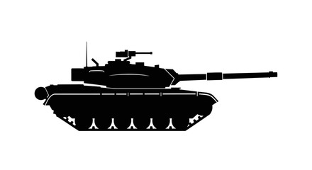 Fototapeta premium Black silhouette of a military tank side view silhouette
