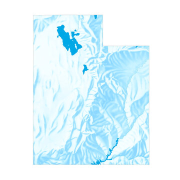 Utah state map topographic terrain shaded relief stylized blue white