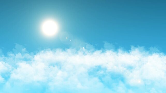 Bright Sun And Soft Clouds Fly Through animation, Dreamy Sky Atmosphere Cinematic, Meditation, and Nature Visuals motion background