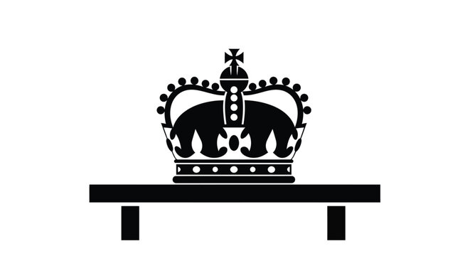 A regal crown rests on a table distinct black silhouette