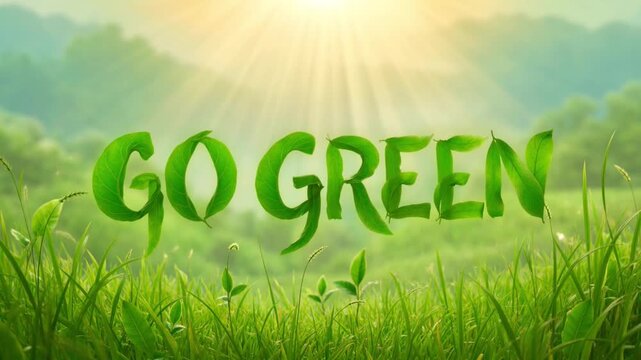 Eco friendly go green concept with leaves forming text