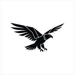 Fototapeta premium Black Eagle Silhouette Landing with Wings Spread and Talons Extended