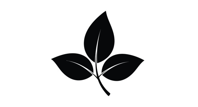 Three leaves depicted in a stark black silhouette