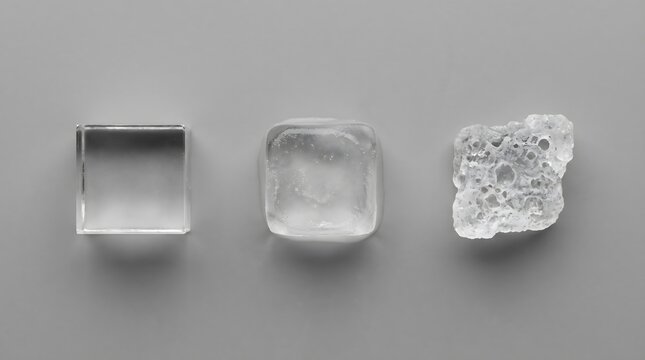 Ice cubes, different states of matter, concept of melting,   salt crystal macro, mineral texture, crystal surface macro, food macro collection, food texture background, copy space